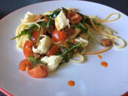 Chorizo tomato & rocket pasta salad