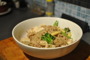 bowl of tofu noodles