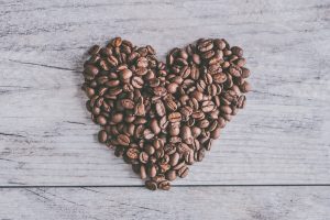 heart shape made from coffee beans