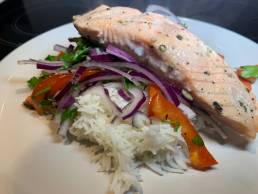 Salmon with Roast Red Pepper Salad